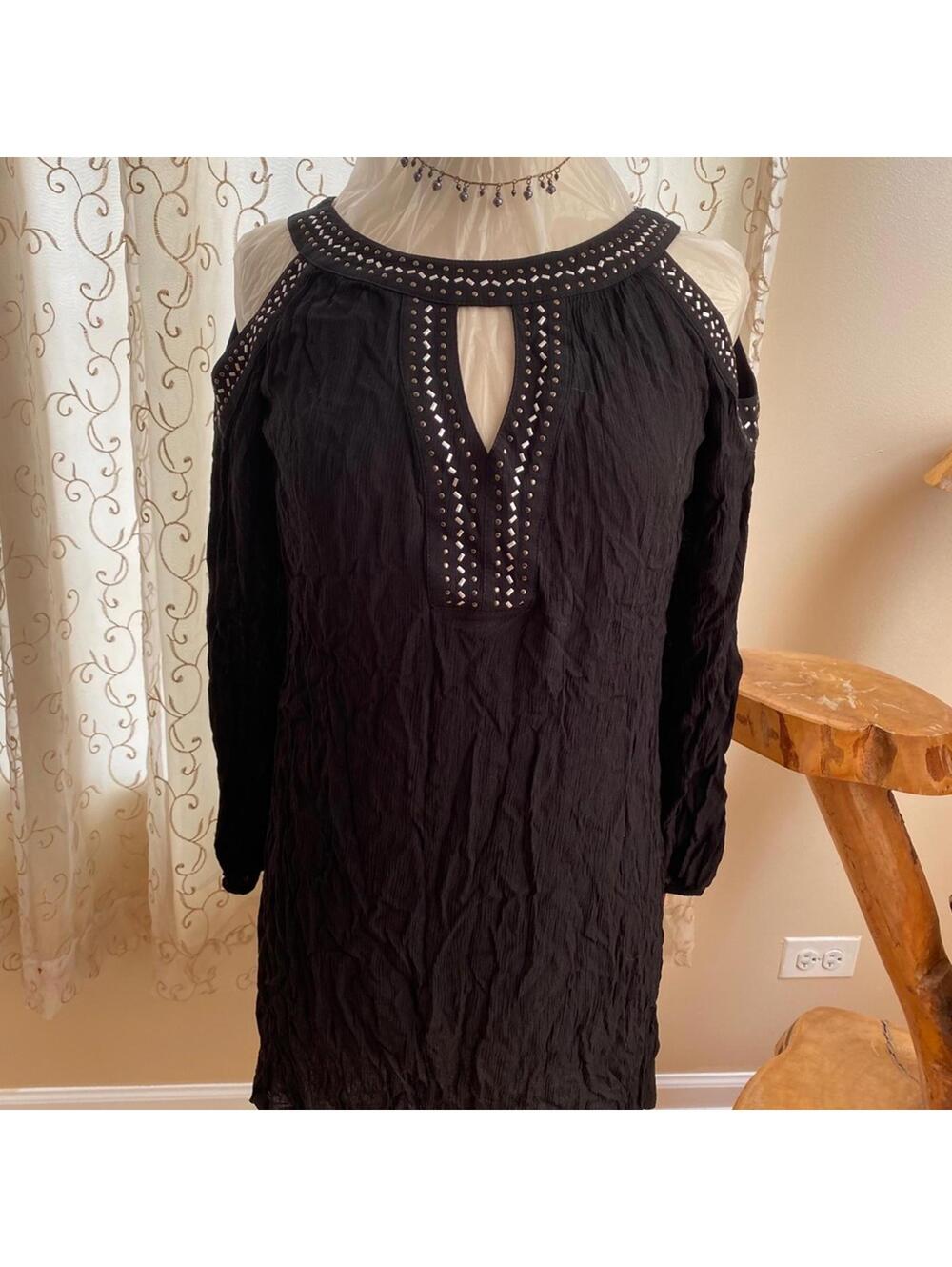 Knox Rose Black Cold Shoulder Long Sleeve Dress XS